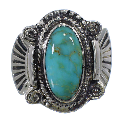 Genuine Sterling Silver And Turquoise Ring Size 5-3/4 EX56315